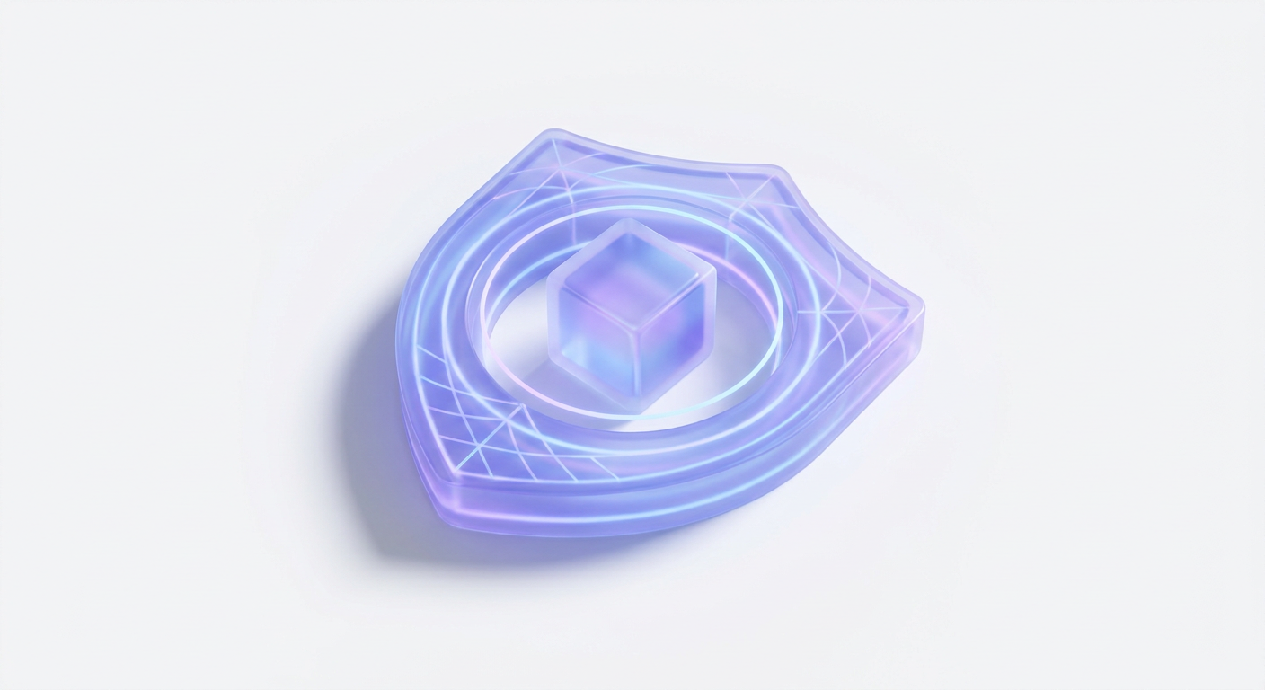 A glowing container sealed inside a protective geometric vault of light